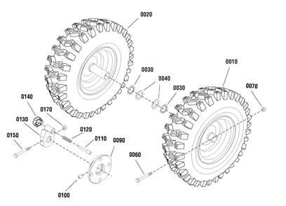 Wheel And Tire Group Diagram and Parts List for 1695807-LP25937-827E 2010 Briggs and Stratton Snow Blower